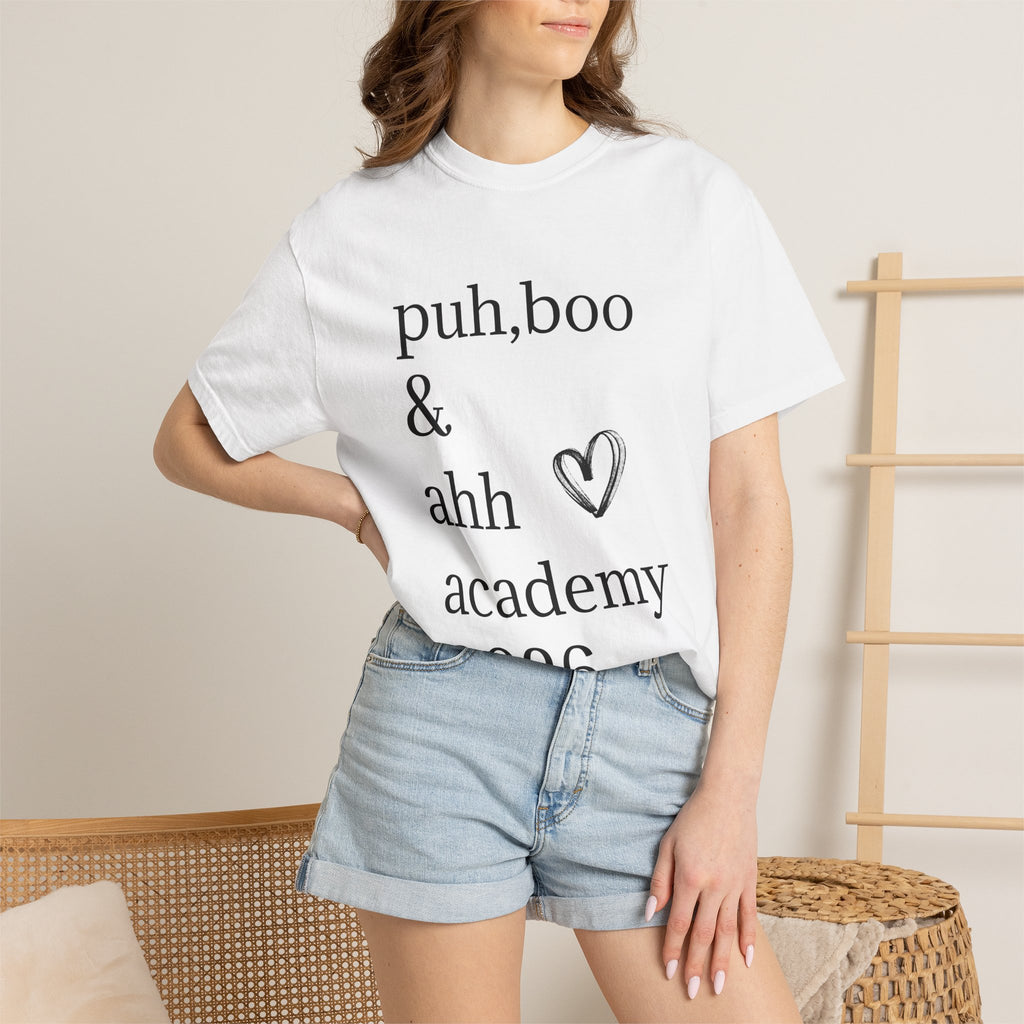 Academy 2026 Rose T-Shirt — 'puh, boo & ahh' Text Tee